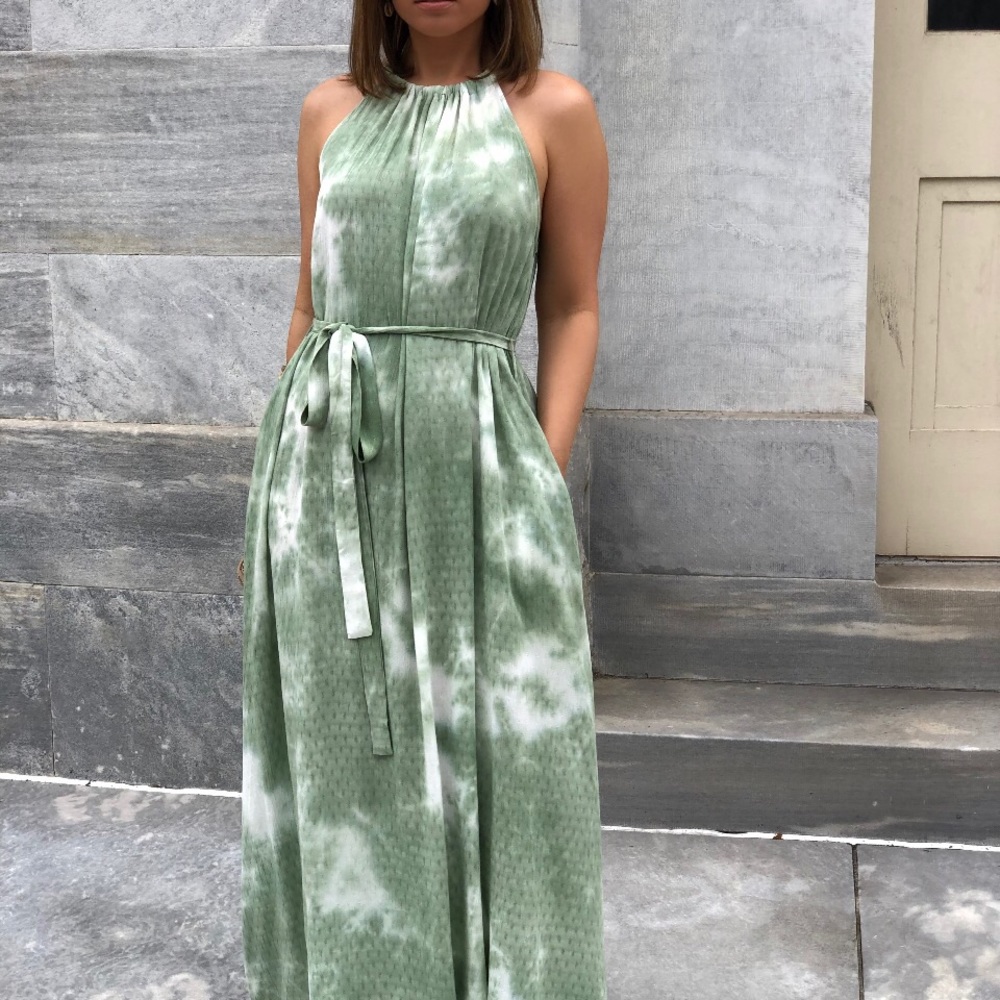 ZOE Tie-Dye Halter Maxi Dress - Green - Picture 3 of 7